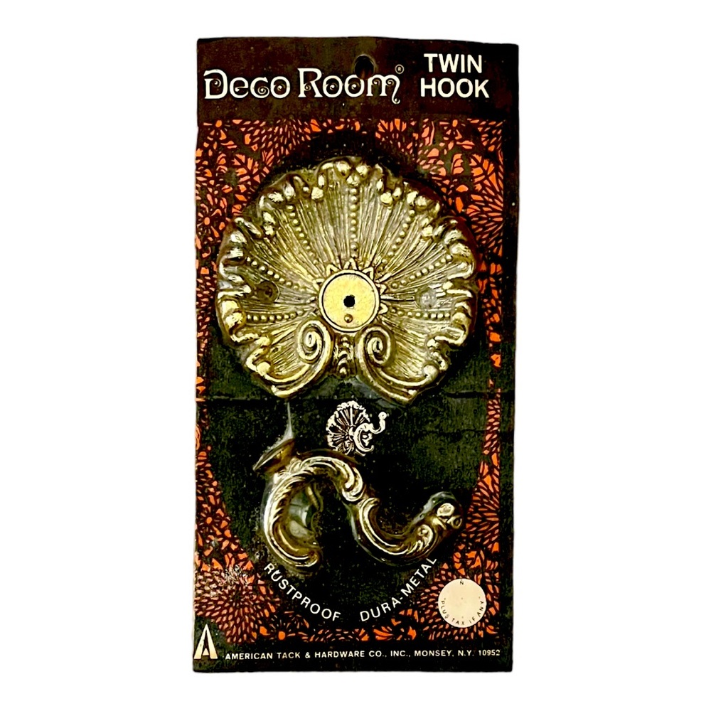 Vintage Deco Room Twin  Hook Brass Rust Proof Dura-Metal by American Tack